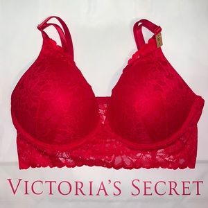 Pink Victoria Secret push-up bralette size xlarge red wireless